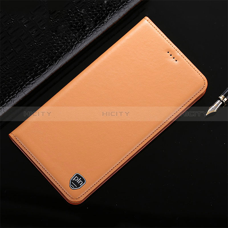 Leather Case Stands Flip Cover Holder H21P for Samsung Galaxy F23 5G Orange