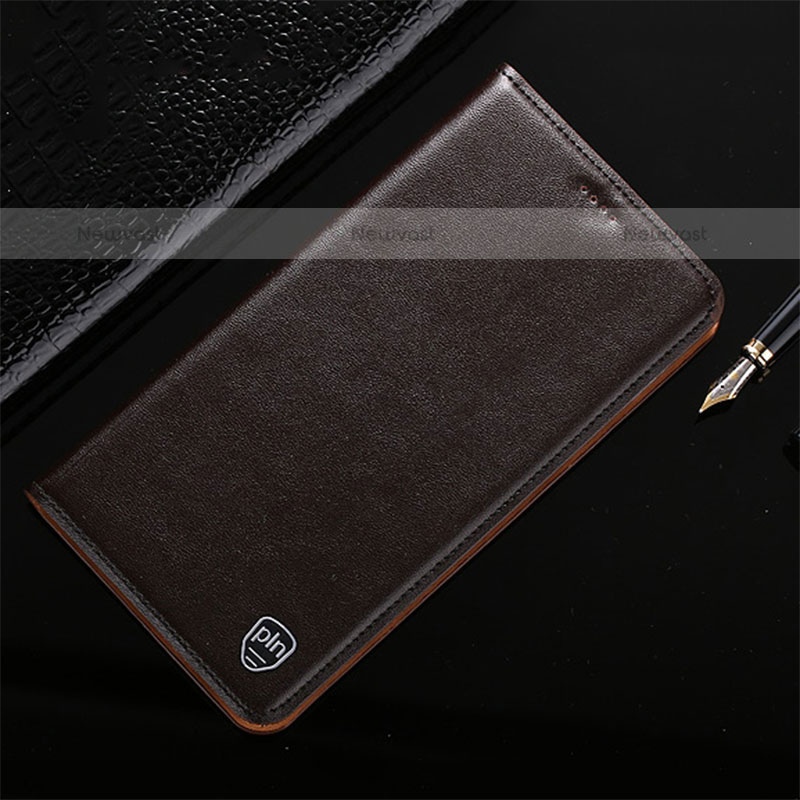Leather Case Stands Flip Cover Holder H21P for Samsung Galaxy M20 Brown