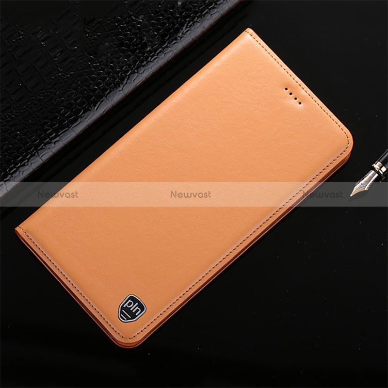 Leather Case Stands Flip Cover Holder H21P for Vivo iQOO Z6 5G Orange