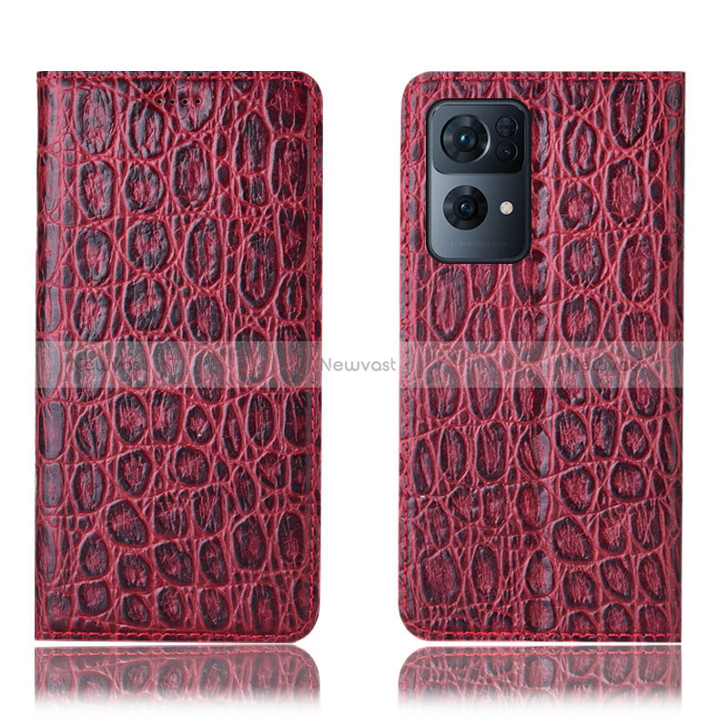 Leather Case Stands Flip Cover Holder H22P for Oppo Reno7 Pro 5G