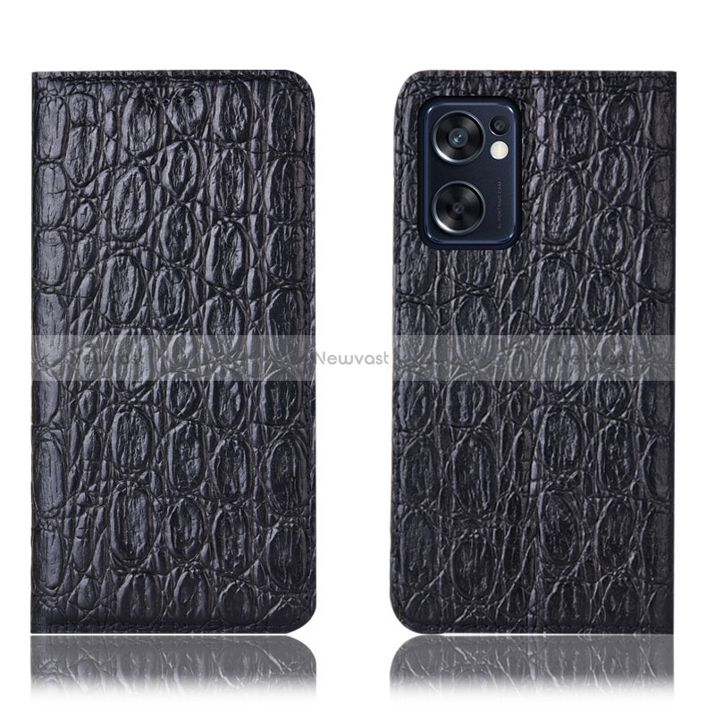 Leather Case Stands Flip Cover Holder H22P for Oppo Reno7 SE 5G
