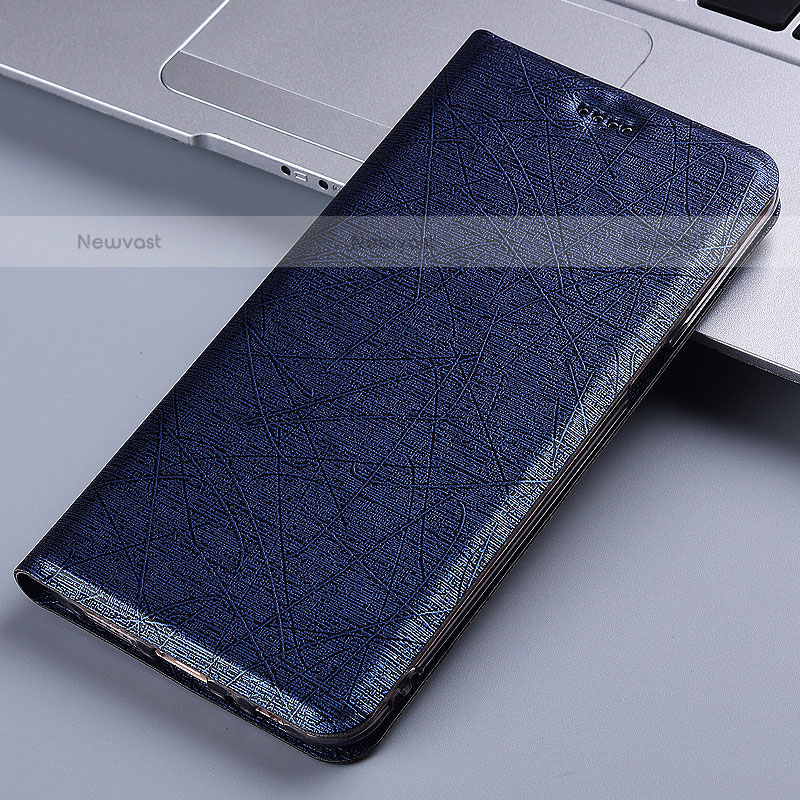 Leather Case Stands Flip Cover Holder H22P for Samsung Galaxy A71 4G A715 Blue