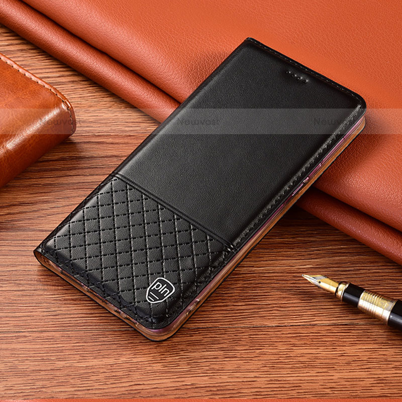 Leather Case Stands Flip Cover Holder H22P for Vivo iQOO 8 5G Black