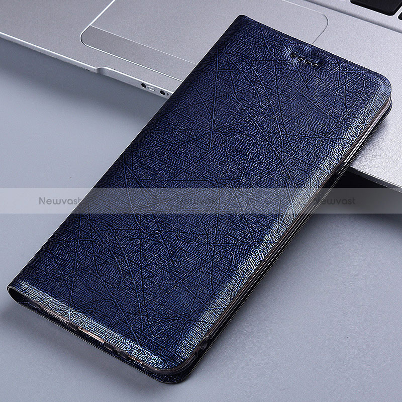 Leather Case Stands Flip Cover Holder H22P for Xiaomi Redmi 10 Prime Plus 5G Blue