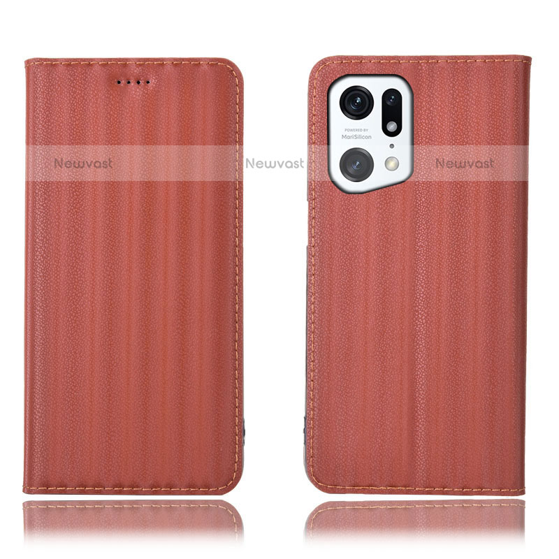 Leather Case Stands Flip Cover Holder H23P for Oppo Find X5 Pro 5G