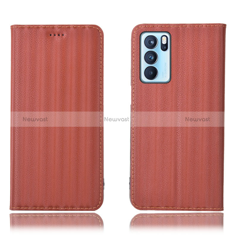 Leather Case Stands Flip Cover Holder H23P for Oppo Reno6 Pro 5G India