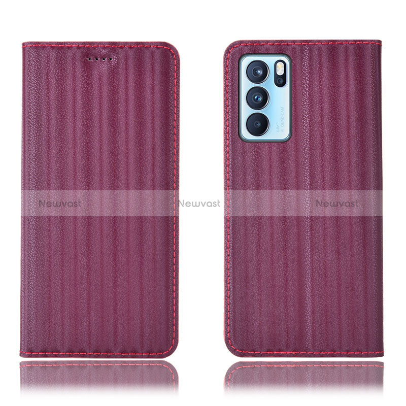 Leather Case Stands Flip Cover Holder H23P for Oppo Reno6 Pro 5G India