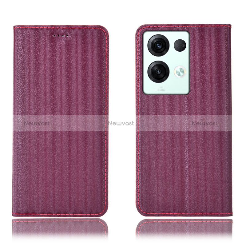 Leather Case Stands Flip Cover Holder H23P for Oppo Reno9 Pro+ Plus 5G