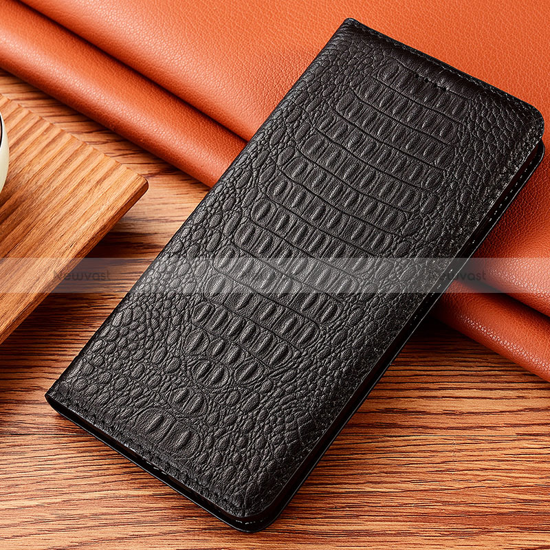 Leather Case Stands Flip Cover Holder H24P for Apple iPhone 6 Black