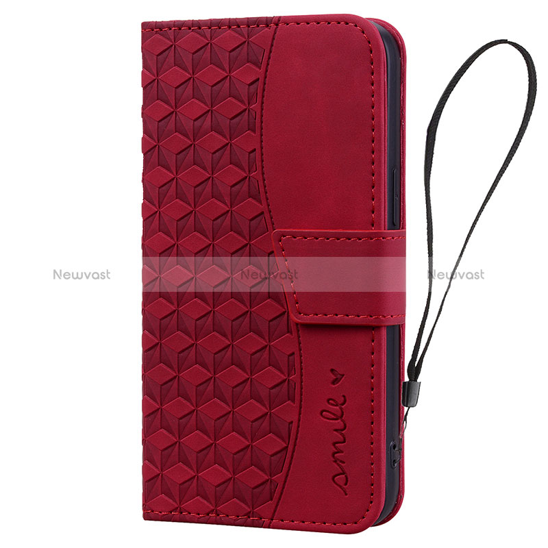 Leather Case Stands Flip Cover Holder HF2 for Apple iPhone 14 Plus Red