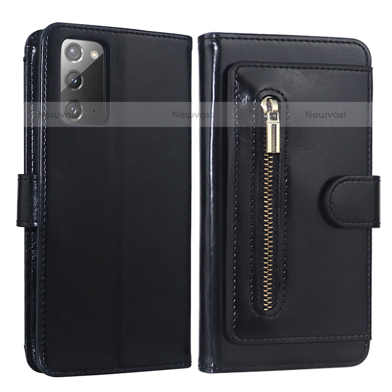 Leather Case Stands Flip Cover Holder JDK for Samsung Galaxy Note 20 5G Black