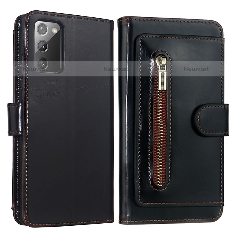 Leather Case Stands Flip Cover Holder JDK for Samsung Galaxy Note 20 5G Brown