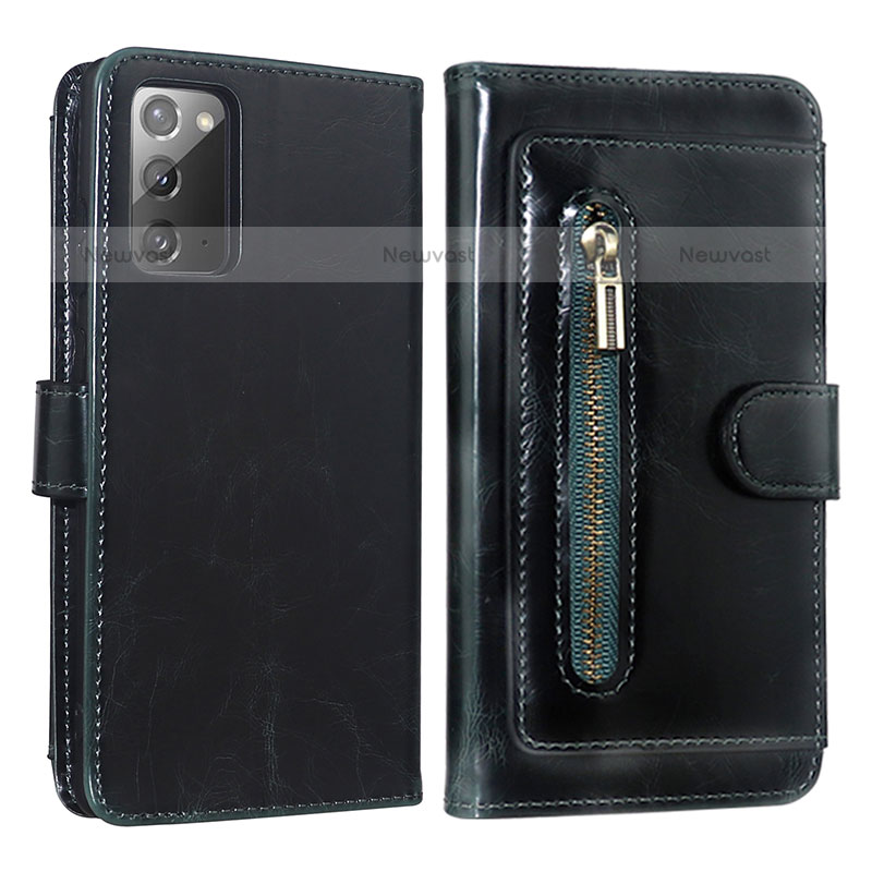 Leather Case Stands Flip Cover Holder JDK for Samsung Galaxy Note 20 5G Green