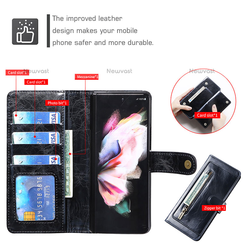 Leather Case Stands Flip Cover Holder JDK for Samsung Galaxy Z Fold3 5G
