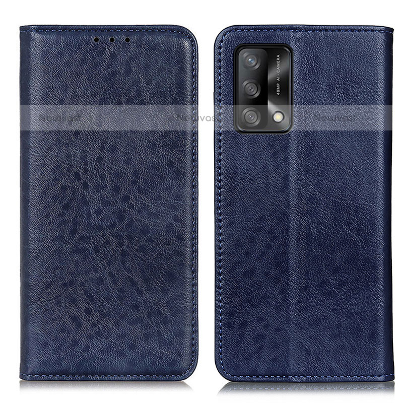 Leather Case Stands Flip Cover Holder K01Z for Oppo A74 4G Blue