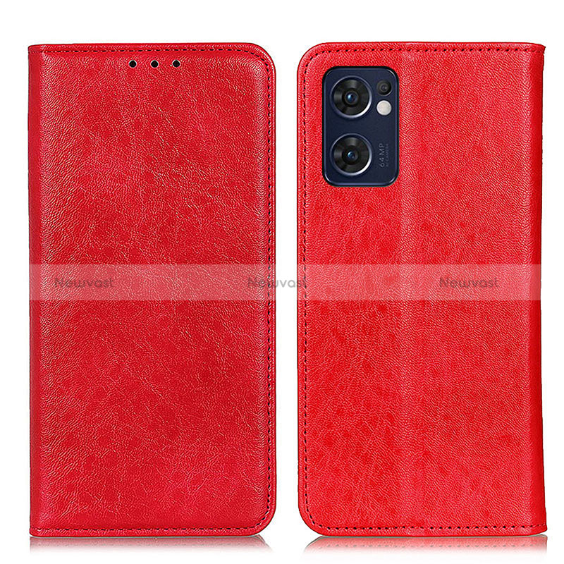 Leather Case Stands Flip Cover Holder K01Z for Oppo Reno7 5G Red