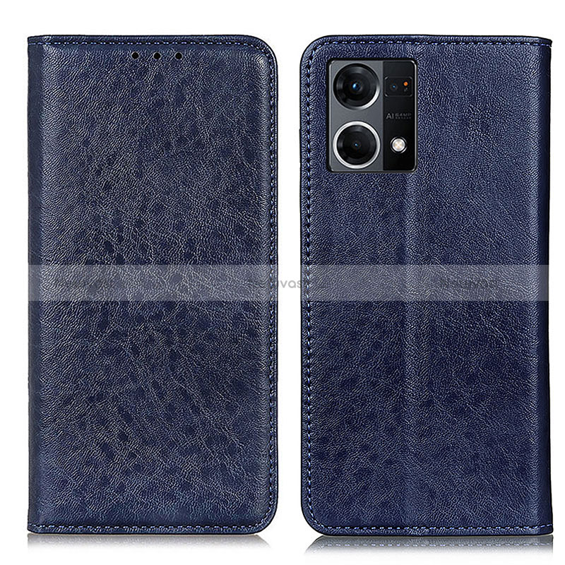 Leather Case Stands Flip Cover Holder K01Z for Oppo Reno8 4G Blue