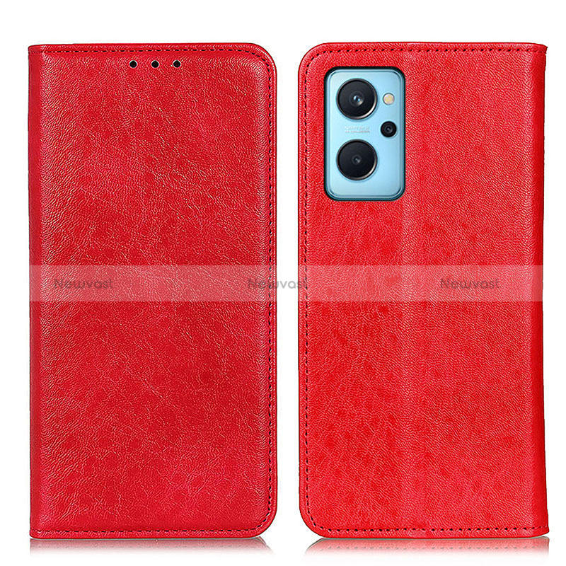 Leather Case Stands Flip Cover Holder K01Z for Realme 9i 4G Red