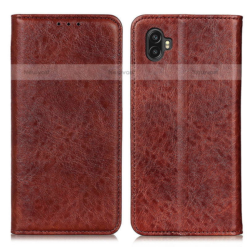 Leather Case Stands Flip Cover Holder K01Z for Samsung Galaxy XCover 6 Pro 5G Brown