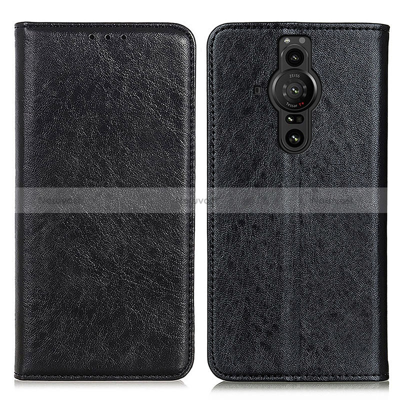 Leather Case Stands Flip Cover Holder K01Z for Sony Xperia PRO-I Black