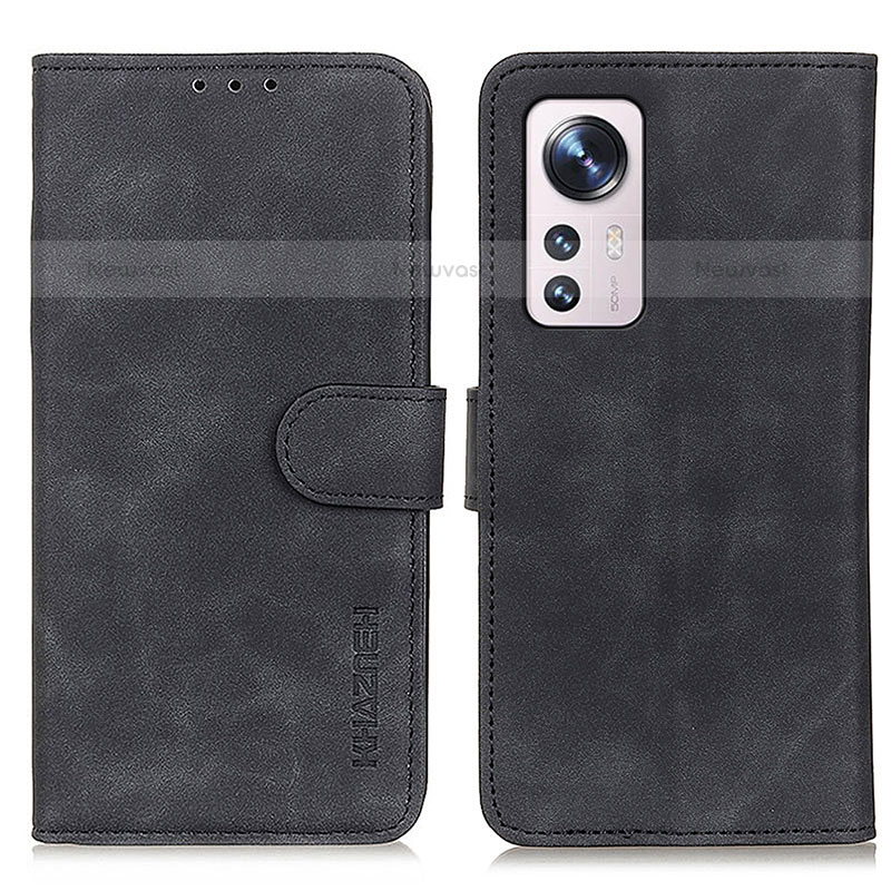 Leather Case Stands Flip Cover Holder K01Z for Xiaomi Mi 12 Pro 5G Black
