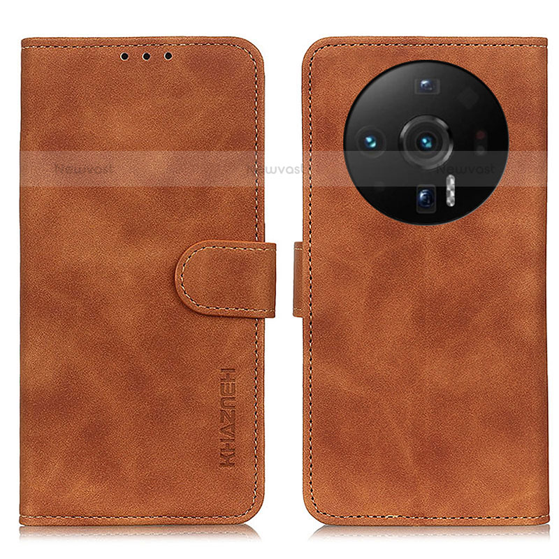 Leather Case Stands Flip Cover Holder K01Z for Xiaomi Mi 12 Ultra 5G Brown
