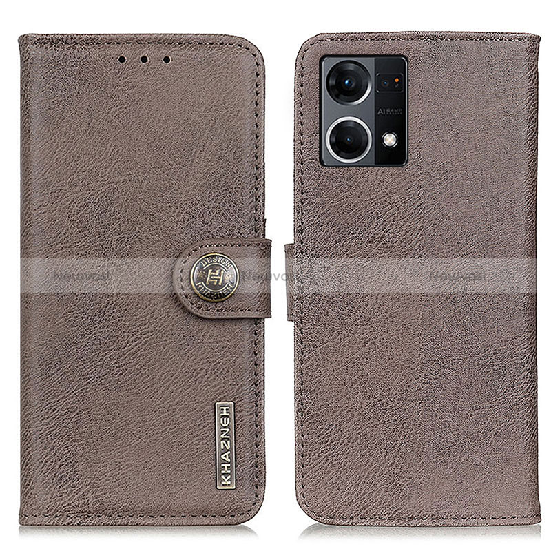 Leather Case Stands Flip Cover Holder K02Z for Oppo Reno7 4G Gray