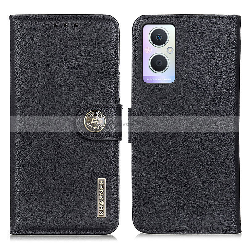 Leather Case Stands Flip Cover Holder K02Z for Oppo Reno7 Z 5G Black