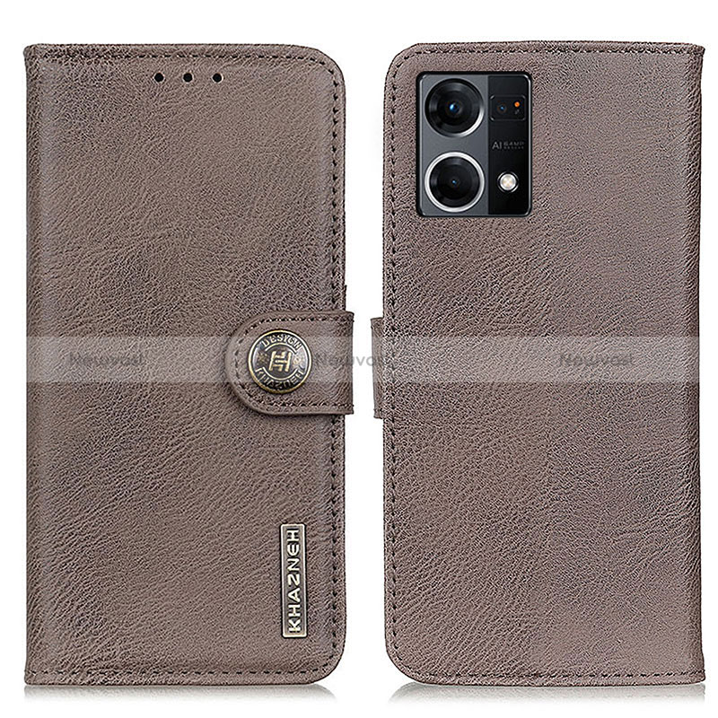 Leather Case Stands Flip Cover Holder K02Z for Oppo Reno8 4G Gray