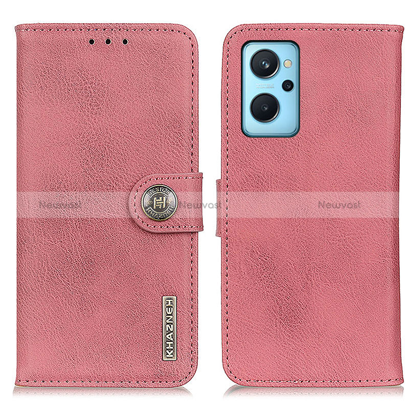 Leather Case Stands Flip Cover Holder K02Z for Realme 9i 4G Pink