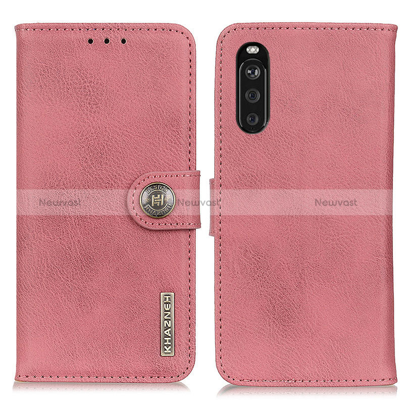 Leather Case Stands Flip Cover Holder K02Z for Sony Xperia 10 III Pink