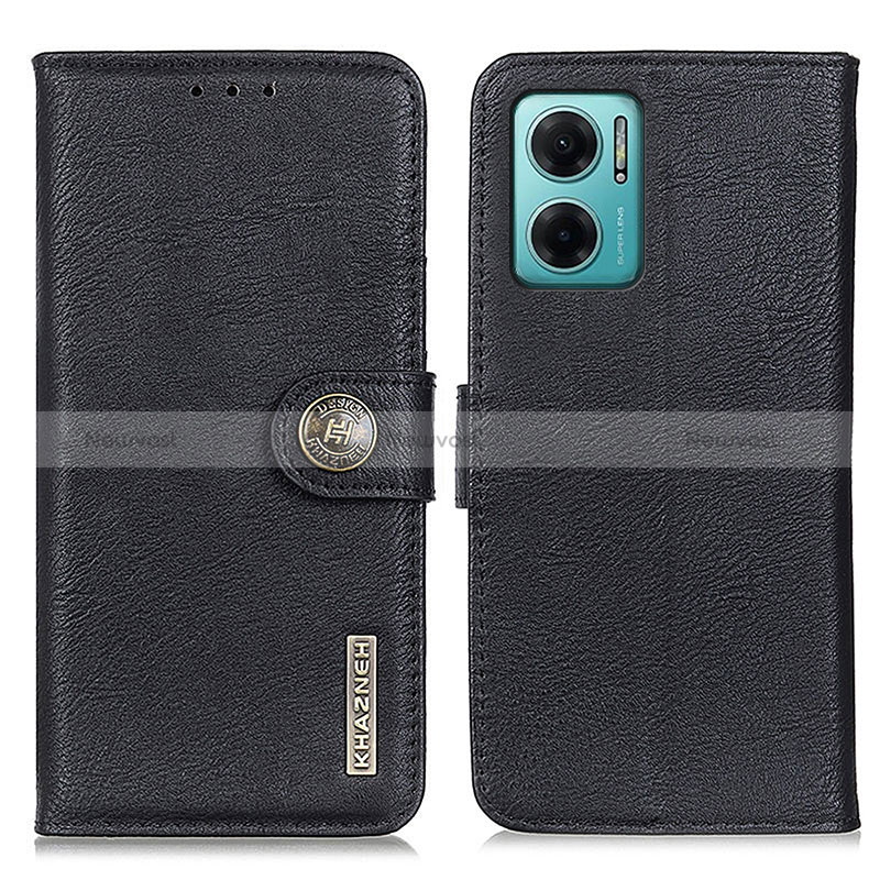Leather Case Stands Flip Cover Holder K02Z for Xiaomi Redmi Note 11E 5G Black