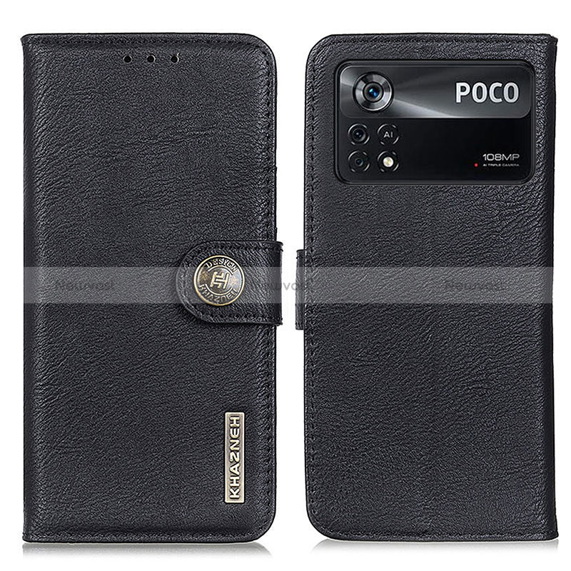 Leather Case Stands Flip Cover Holder K02Z for Xiaomi Redmi Note 11E Pro 5G Black