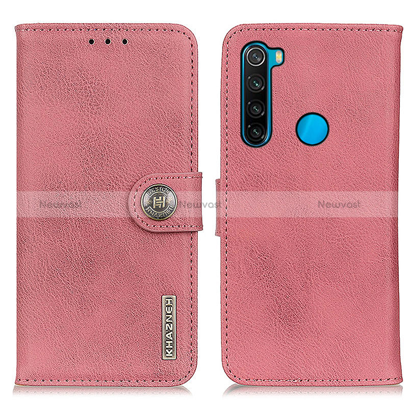 Leather Case Stands Flip Cover Holder K02Z for Xiaomi Redmi Note 8 (2021) Pink