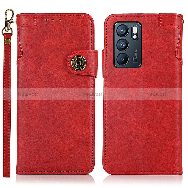 Leather Case Stands Flip Cover Holder K03Z for Oppo Reno6 5G