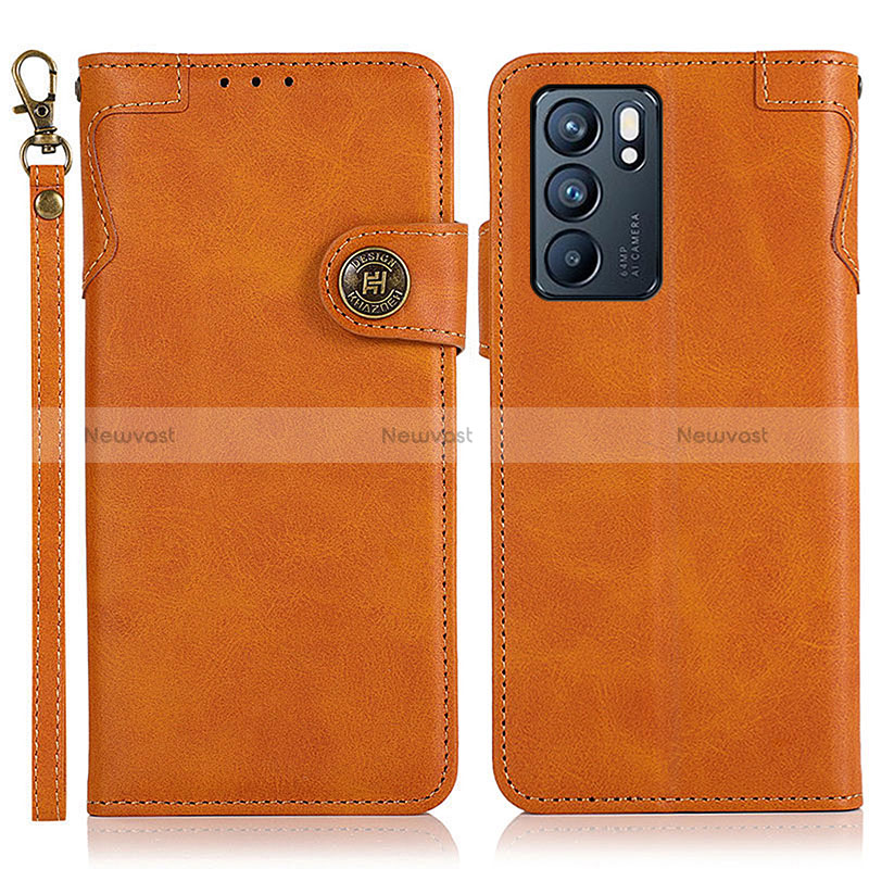 Leather Case Stands Flip Cover Holder K03Z for Oppo Reno6 5G