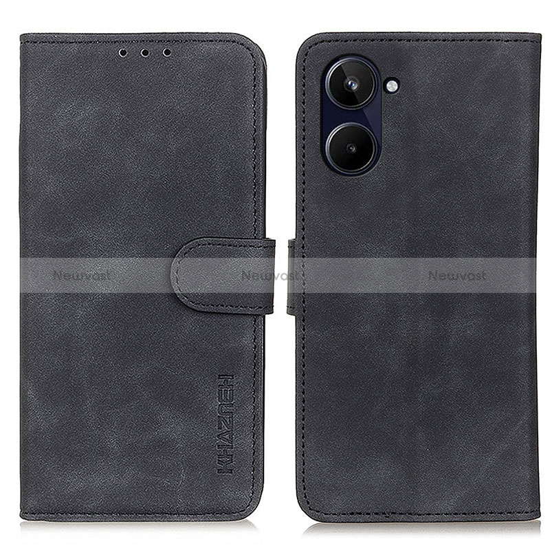 Leather Case Stands Flip Cover Holder K03Z for Realme 10 4G Black