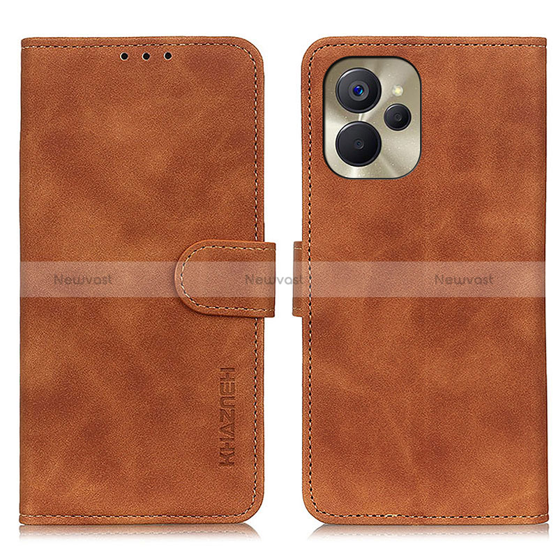 Leather Case Stands Flip Cover Holder K03Z for Realme 10 5G Brown