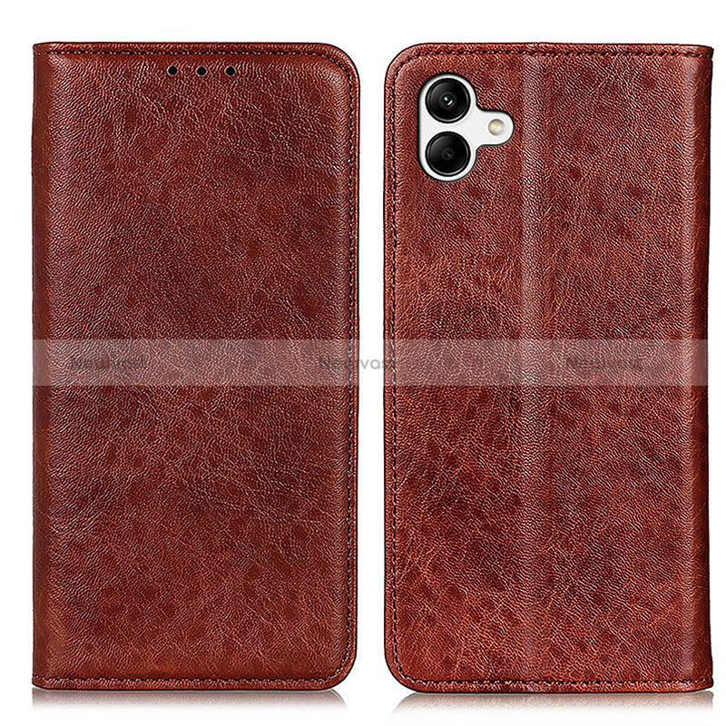 Leather Case Stands Flip Cover Holder K03Z for Samsung Galaxy A05 Brown