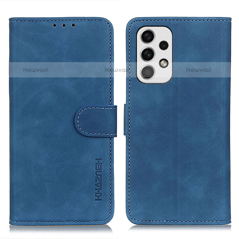 Leather Case Stands Flip Cover Holder K03Z for Samsung Galaxy A23 5G Blue