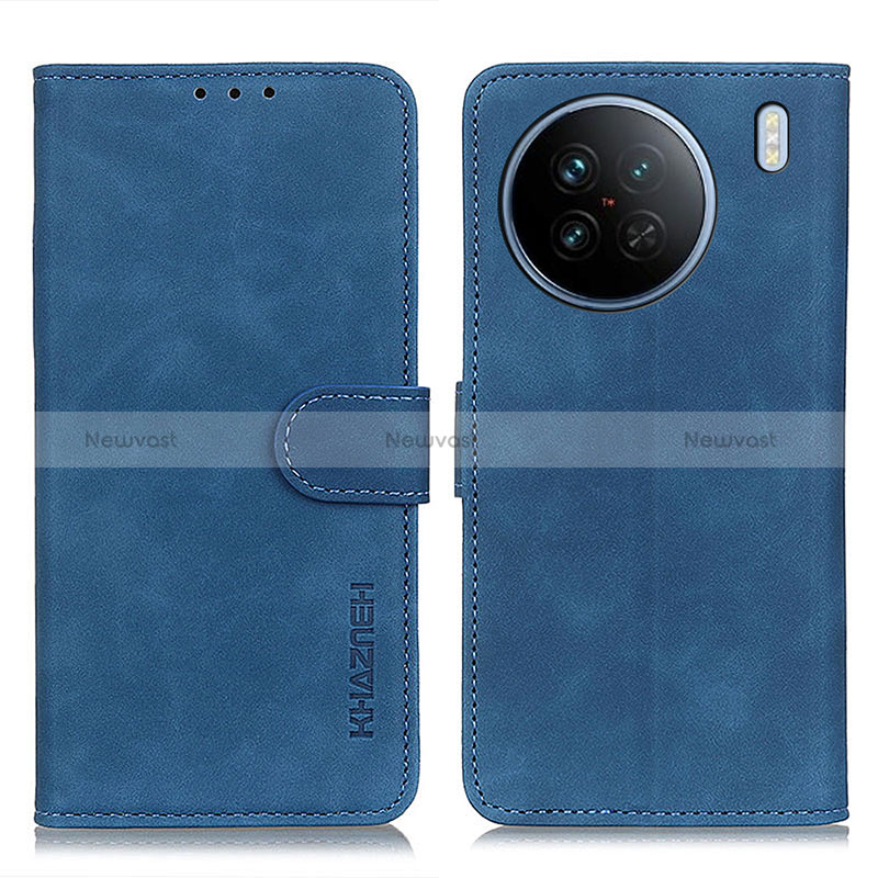 Leather Case Stands Flip Cover Holder K03Z for Vivo X90 5G Blue