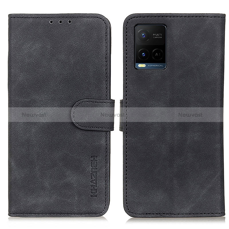 Leather Case Stands Flip Cover Holder K03Z for Vivo Y32 4G Black