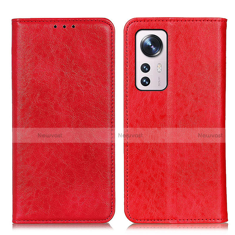 Leather Case Stands Flip Cover Holder K03Z for Xiaomi Mi 12 5G Red