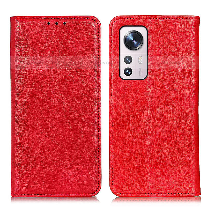 Leather Case Stands Flip Cover Holder K03Z for Xiaomi Mi 12 Pro 5G Red