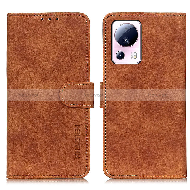 Leather Case Stands Flip Cover Holder K03Z for Xiaomi Mi 13 Lite 5G Brown