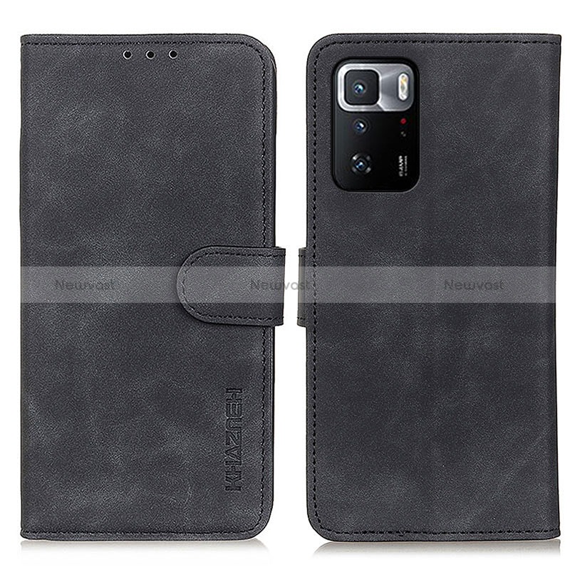 Leather Case Stands Flip Cover Holder K03Z for Xiaomi Poco X3 GT 5G Black