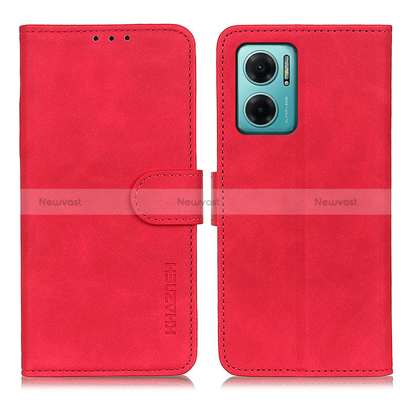 Leather Case Stands Flip Cover Holder K03Z for Xiaomi Redmi 10 5G Red
