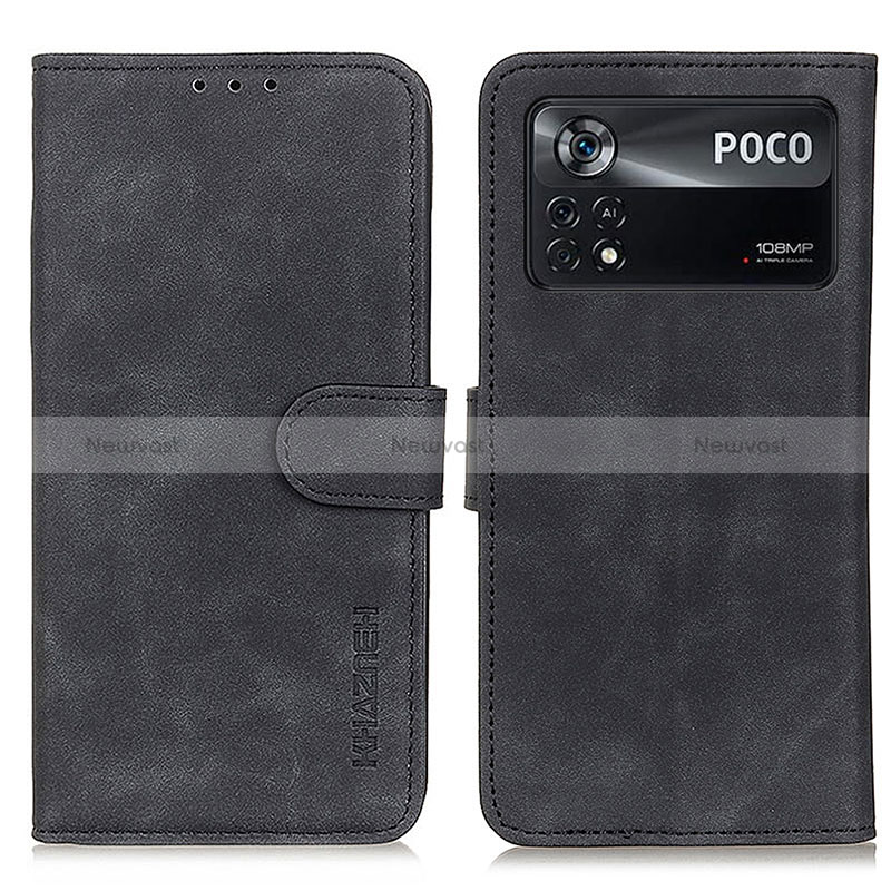 Leather Case Stands Flip Cover Holder K03Z for Xiaomi Redmi Note 11E Pro 5G Black