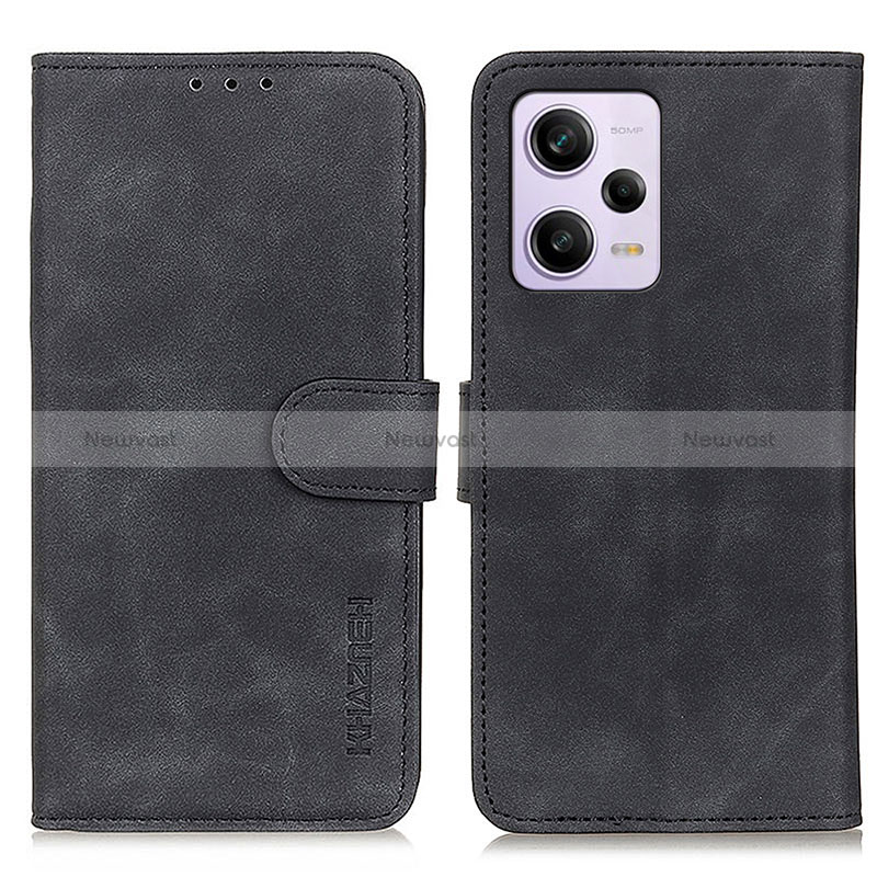 Leather Case Stands Flip Cover Holder K03Z for Xiaomi Redmi Note 12 Pro 5G Black