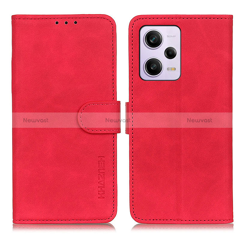 Leather Case Stands Flip Cover Holder K03Z for Xiaomi Redmi Note 12 Pro 5G Red